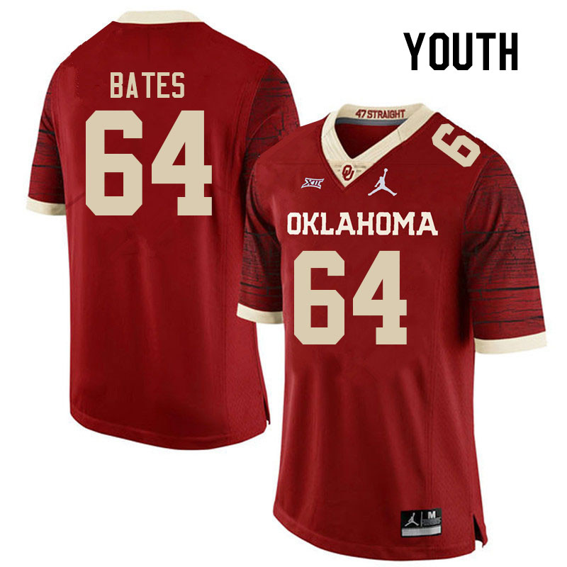 Youth #64 Joshua Bates Oklahoma Sooners College Football Jerseys Stitched-Retro - Click Image to Close